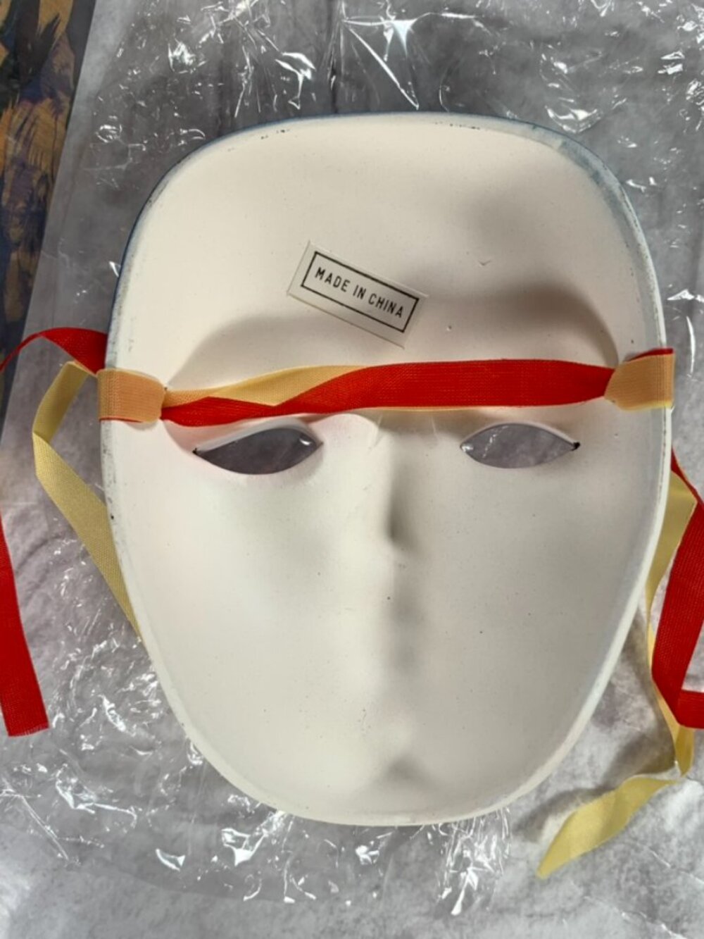 Vintage 80s Painted Porcelain Artmask Face Mask Wall Hanging Decor, Theater - Picture 3 of 6